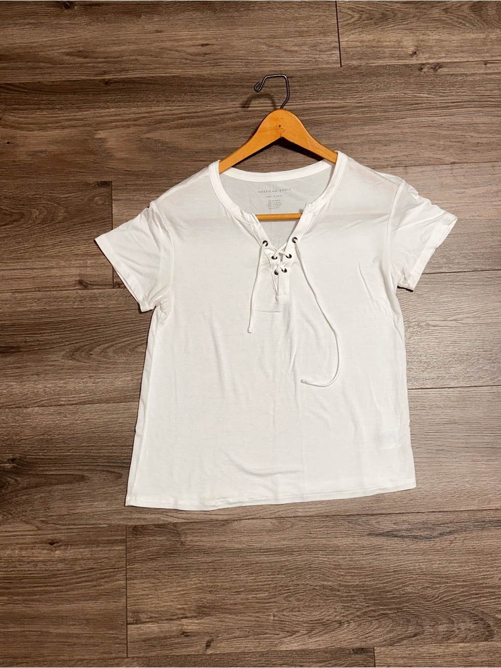 Viscose Top Short Sleeve Soft Lace Up Trendy Top